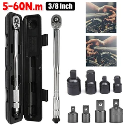 5-60N.m Precise Torque Wrench Reversible Ratchet Key 3/8 Adjustable Square Drive Spanner Adapter Precise Preset Car Repair Tool