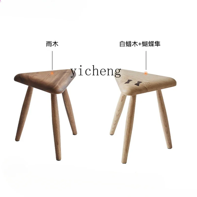 Tqh Holiday Style Solid Wood Triangle Stool Mid-Ancient Rain Wood Shoe Changing Stool Dining Chair  Furniture