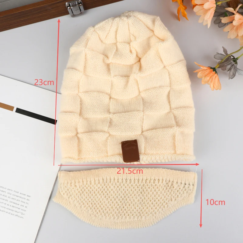 قبعة محبوكة دافئة وقناع الوجه مجموعة قبعة شتوية مترهلة مع غطاء خفيف الوزن دافئ للأذن والرقبة والخد للرياضات الخارجية