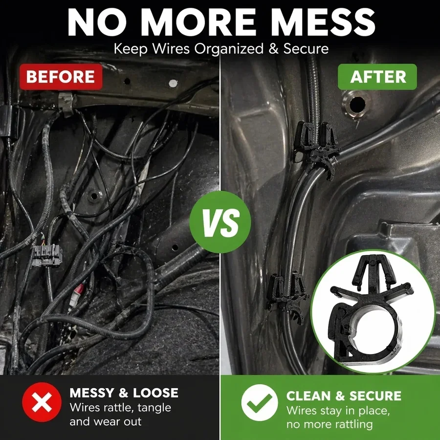 Car Wiring Harness Fasteners, Universal Cable Clips Buckles for Secure Wire Fixing Organization Automotive Interior