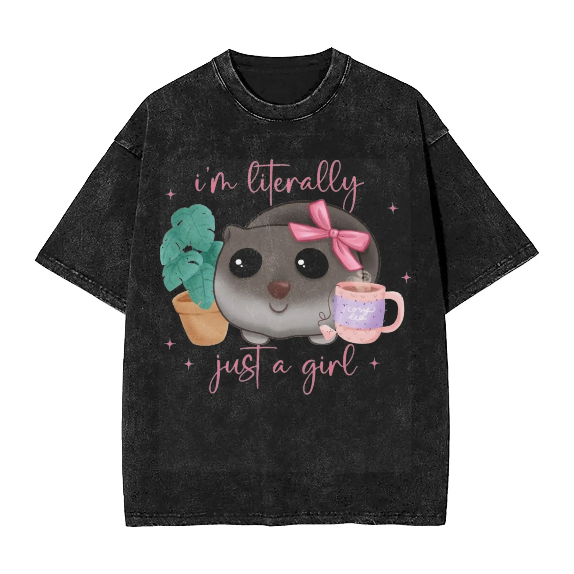 Just A Hamster Girl Meme  T Shirt Washed Style For Men Women 100% Cotton T-Shirts Tee Clothing