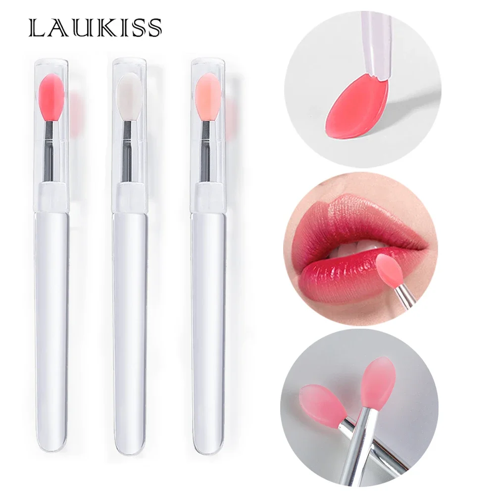 2PCS Reusable Silicone Lip Brush With Cover Multifunctional Makeup Tool for Lipstick Lipgloss Lip Balm Soft  Applicator Brushes