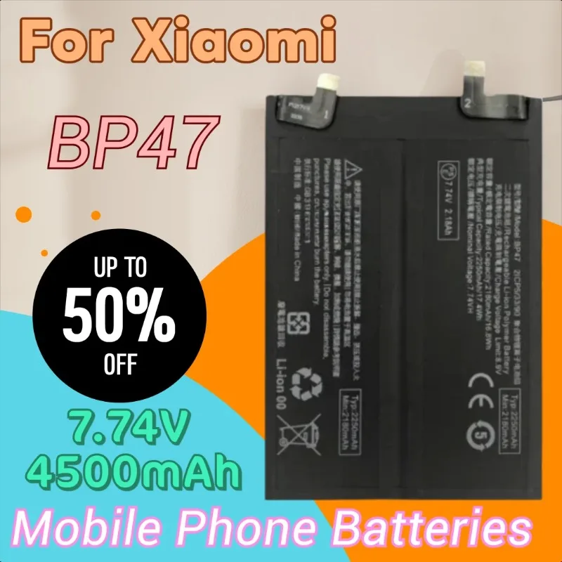 

New High Quality 7.74V 4500mAh Replacement Mobile Phone Battery BP47 for Xiaomi Redmi Note 11 Plus and Redmi Note 11 Pro+ 11pro