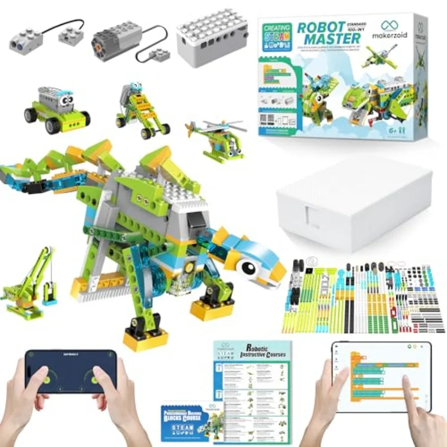 

Coding Robot Toy for Kids 6+, 100+ in 1 APP Control Robots Building Toys, Programmable Scratch Coding Kit with 23 Video Courses,