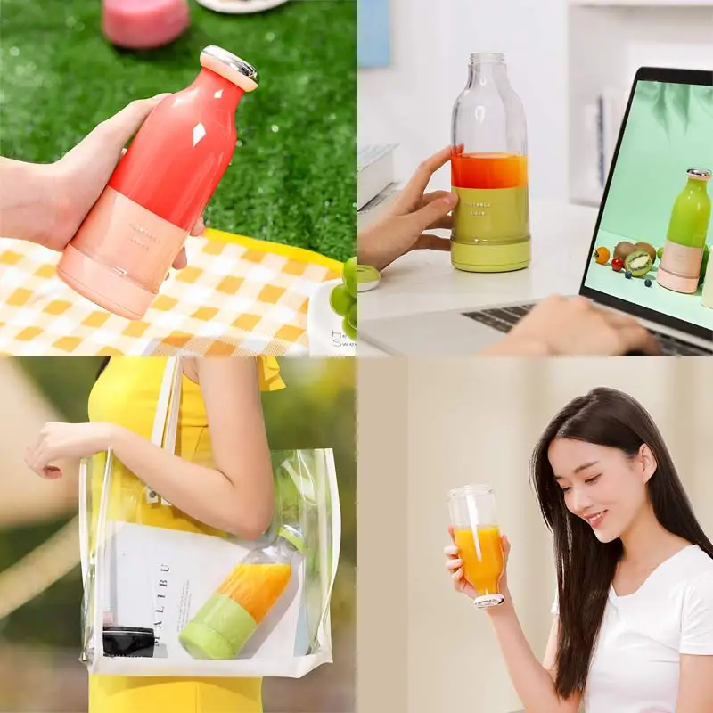 Espremedor de sumos elétrico de 6 lâminas Mini misturador portátil Misturador de frutas Extrator de sumos Máquina de sumos Misturador de smoothies