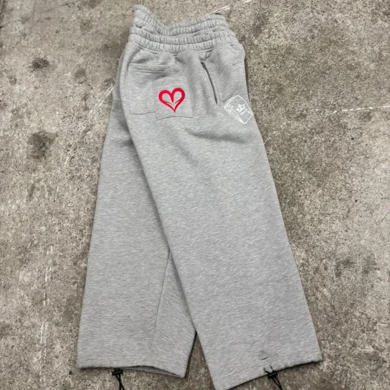 Men's goth hip hop street clothing neutral loose sports pants Y2K double waist jogging pants personality pattern drooping pants