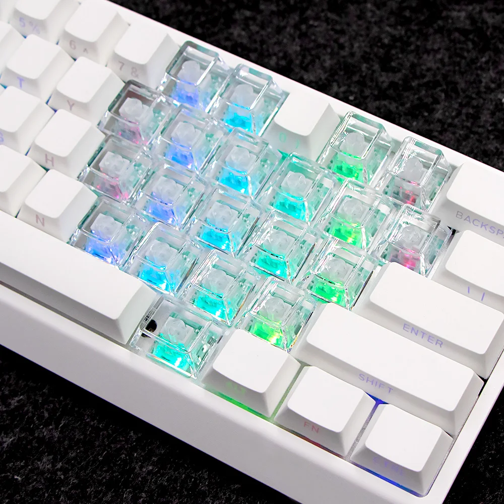 GEFENSI 21 Key Heart-shaped Transparent Keycap Cherry Shaped DIY Keyboard Replacement Cap Suitable For MX Axis Mechanical Keyboa