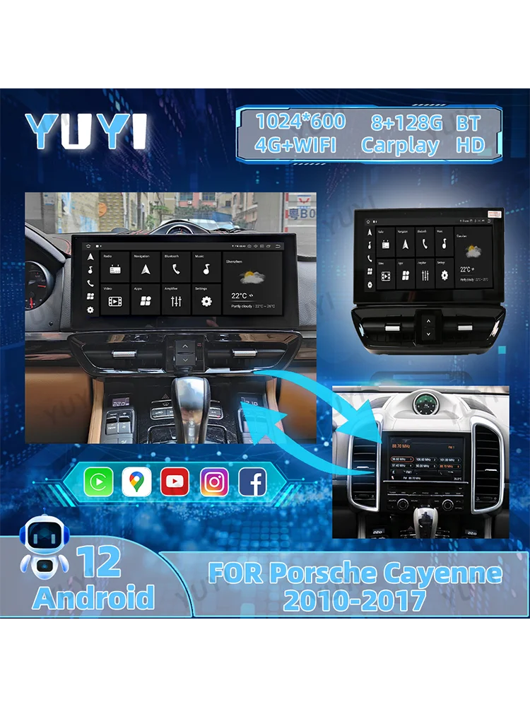 12.3 inch Android 12 Car Radio for Porsche Cayenne 2010-2017 Multimedia DVD Player Touch Screen GPS Navigation