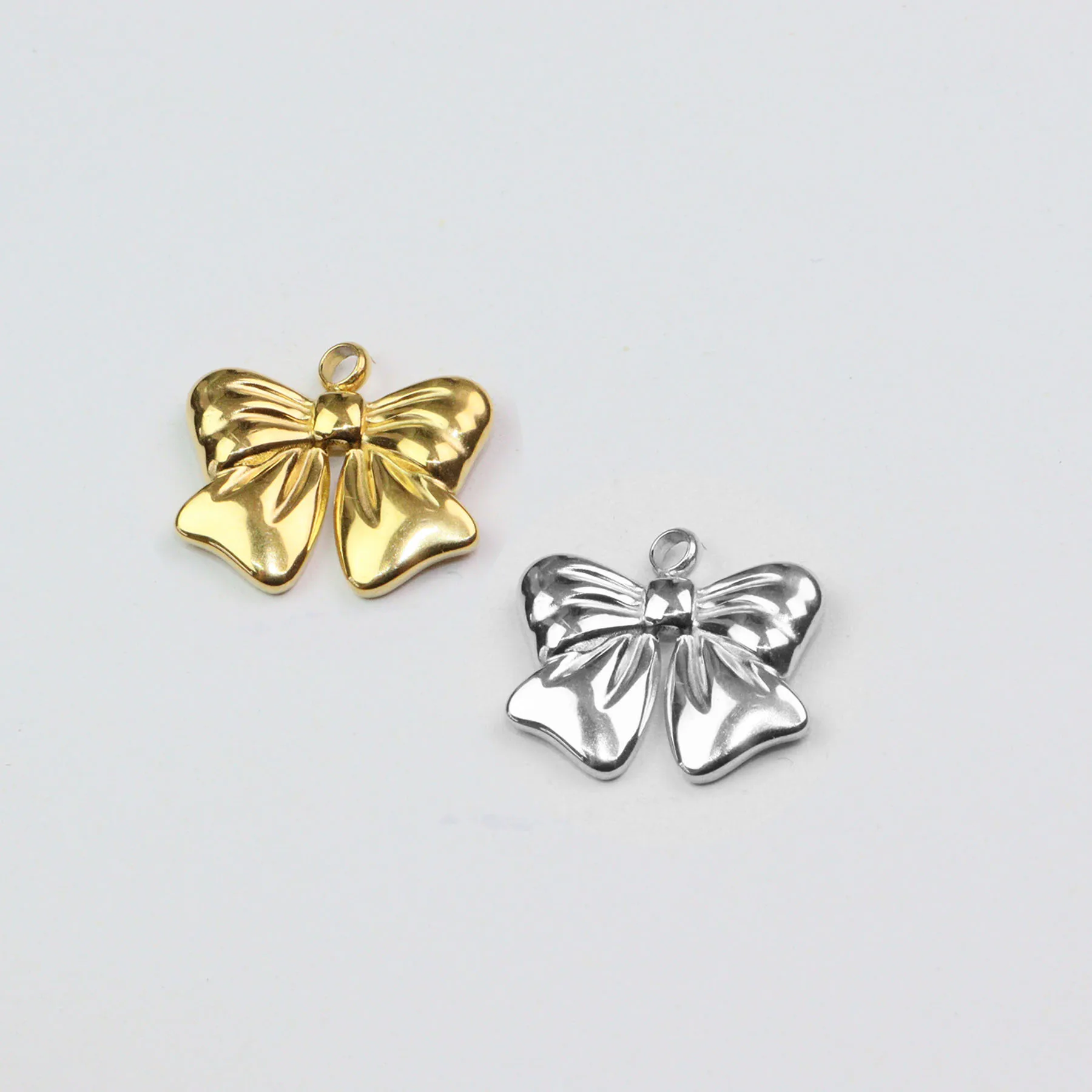 5pcs Stainless Steel  Casting Anti Allergic Bow Girl Charms Pendant DIY Jewelry Necklace Earrings Vacuum Plate