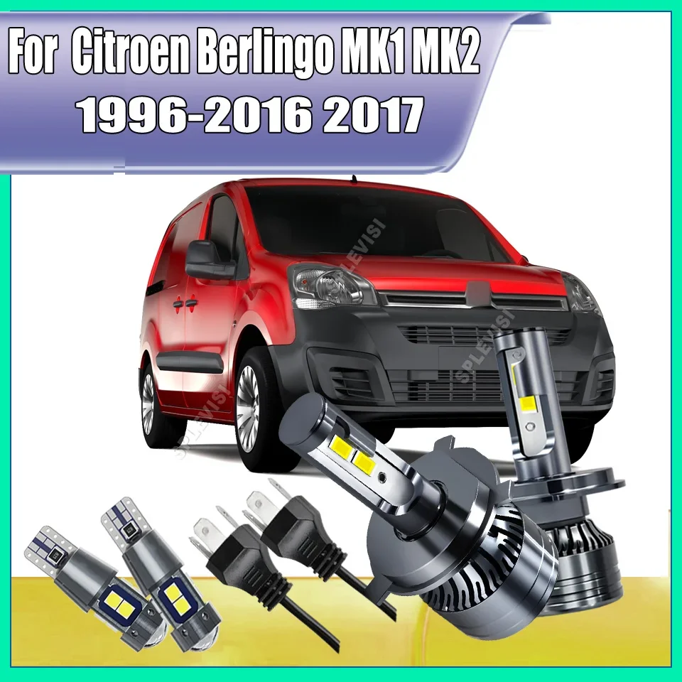 2Pcs 360W Headlight Bulbs LED Car Lights H4 6000K 2Side Chip Canbus For Citroen Berlingo MK1 MK2 1996 1997 1998 1999 2000 -2017