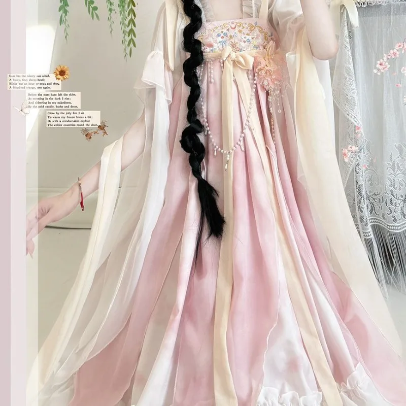 

Платье ханьфу, женское традиционное китайское платье династии Тан, сценическое танцевальное платье, карнавальный костюм на Хэллоуин, платья принцессы ханьфу