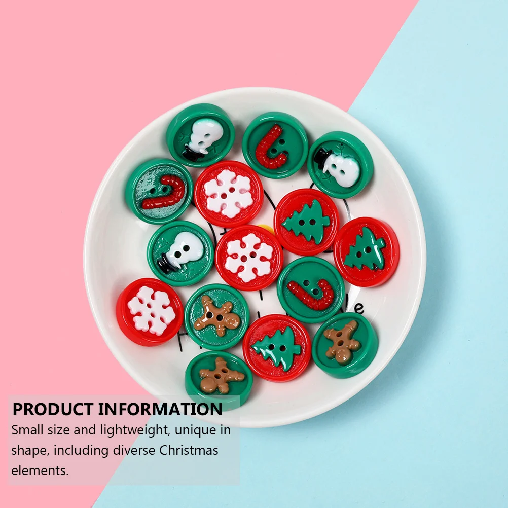 

50Pcs Resin Christmas Buttons Colorful Sewing Buttons for DIY Decoration Holiday Crafts Snowflake Santa Tree Sewing Button