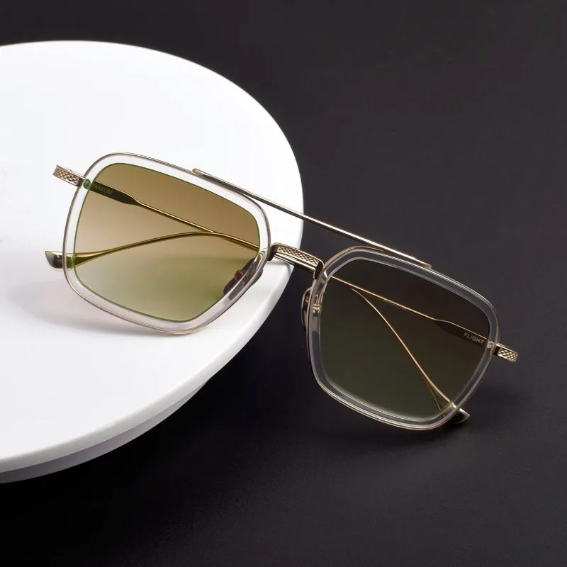 Anti-reflective Sunglasses Frame 006 Fashion UV Protection Sunshade Double Beam Myopia Men Prescription Gafas Vintage Designer