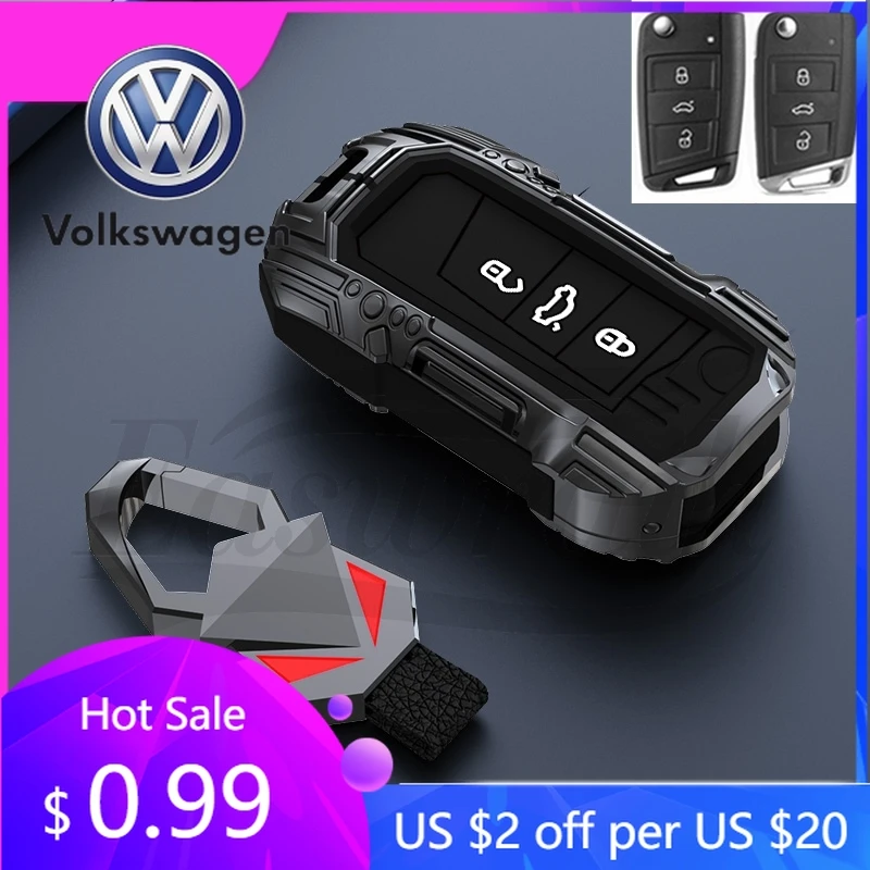 

2026 Hot For Volkswagen VW Car Key Case Holder Cover For VW Volkswagen Touareg golf 7 GTI POLO T-Cross T-Roc touran Tiguan Skoda