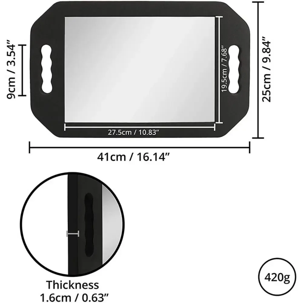 Handheld Mirror Hairdressing Salon & Barber Black 2-Hand Hang Up Back Vanity