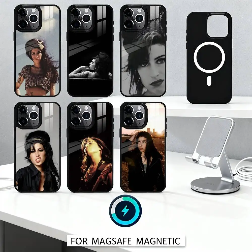 

A-Amy W-Winehouse Legardary Singer Phone Case For iPhone 17,16,15,14,13,12,Pro,Max For Magsafe Magnetic Wireless Charging