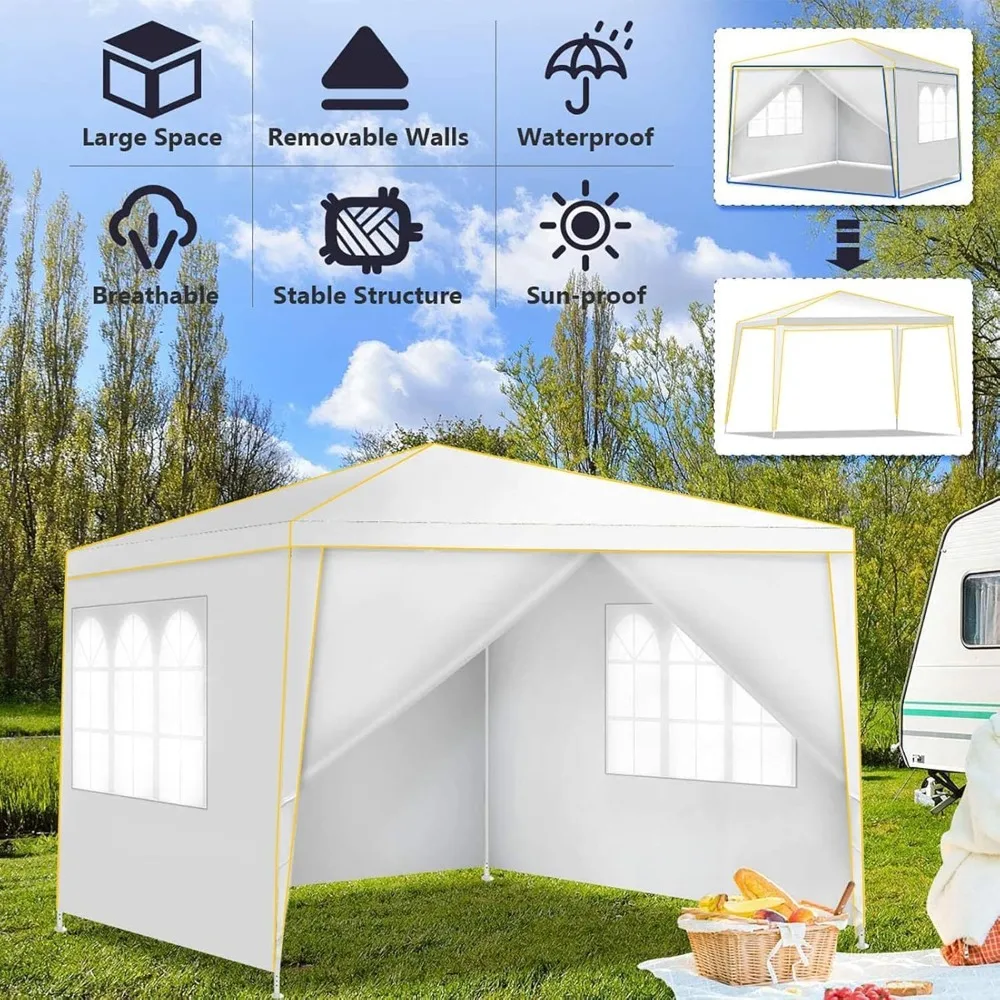 10x10 Pop up Canopy, Canopy Tent 10x10 Gazebos, Ez up Canopy 10x10 for Parties Outdoor Camping Party Event Shelter Sun Shade