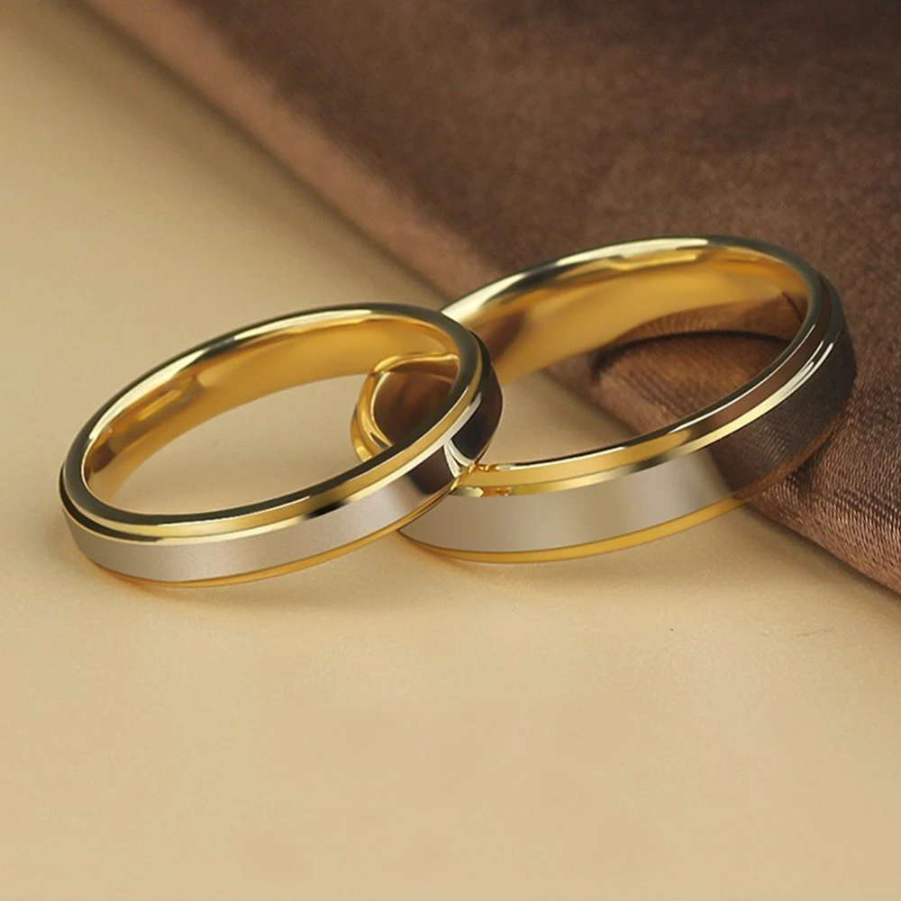Luxury Stainless Steel Couple Rings Simple Engagement Wedding Exquisite Promise Ring Romantic Valentine's Day Gifts