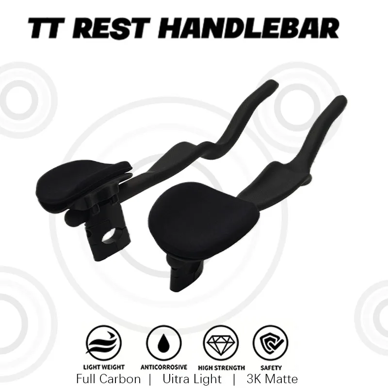 

3K Full Carbon Matte/Glossy TT Handlebar for Road Bike Triathlon Time Trial 35° Aero Extension Handlebar Bicycle Rest