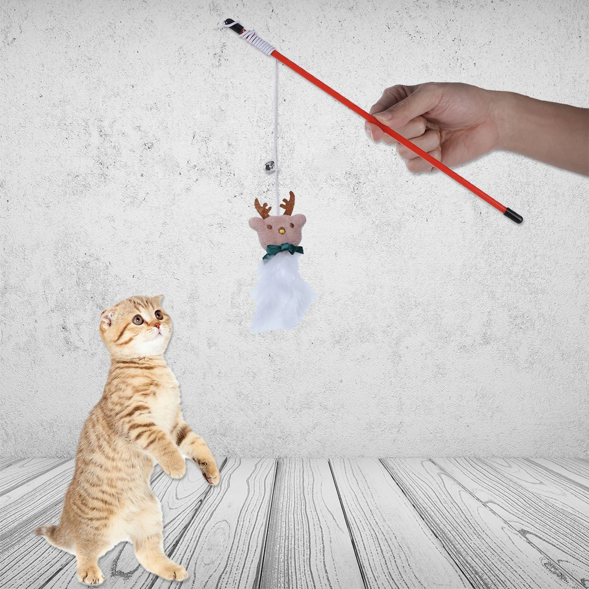 

3Pcs Christmas Deer Cat Tease Sticks Funny Interactive Pet Training Wands Enhance Bonding Improve Fitness