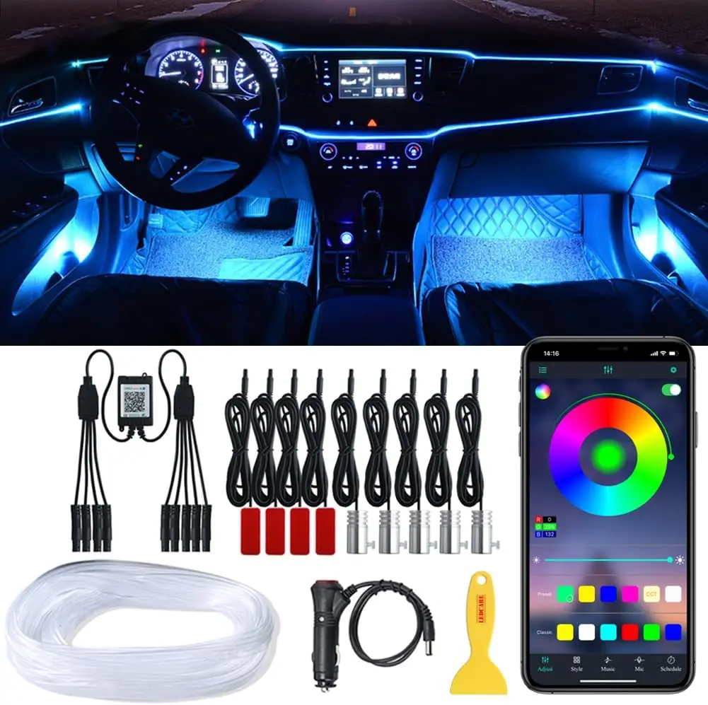 

RF Remote & APP Control Car Cold Light Guide Ambient Light Color Changing Decor Lamp