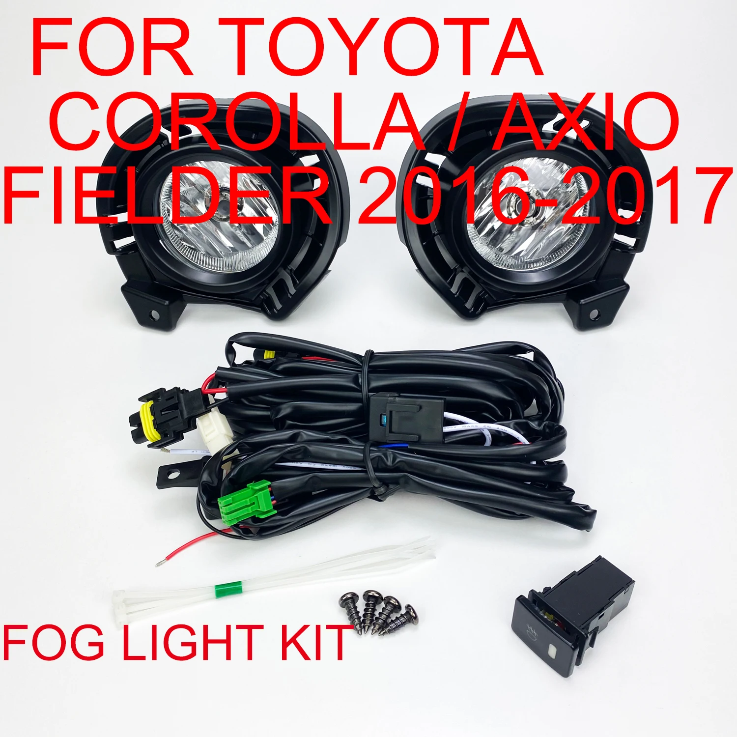 Front Bumper Fog Lights Kit For Toyota Corolla Axio Fielder 2016 2017 Replace Or Upgrade With Bulb Switch Wire Black Bezel