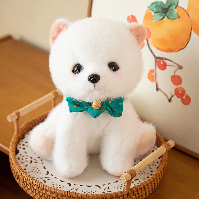 23CM 귀여운 포메라니안 박제 동물 플러시 장난감 어린이 진정 인형 Kawaii 찻잔 개 크리스마스 장식 선물