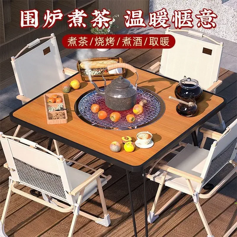 Furnace table Furnace tea table Roast stove tea table, outdoor portable folding stove tea table