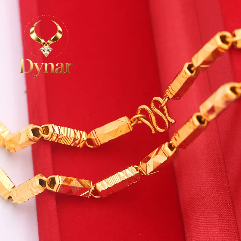 Dynar Jewelry    Euro 9999 24K real gold men's necklace solid hexagonal 6mm60cm necklace tycoon necklace domineering car flower