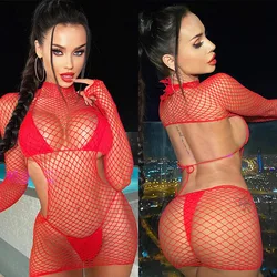 New Lace Fishnet Bodysuit Sexy Lingerie Sexy BodyStockings Woman Fancy Underwear Porn Bikinis Sex Set Erotic Pajamas Beach Dress