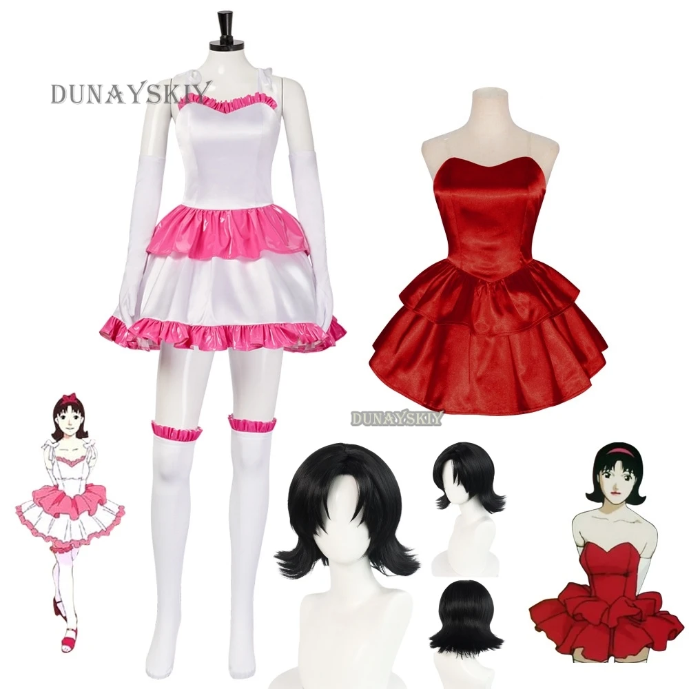 Anime perfekten Film blau Mima Kirigoe Cosplay Kostüme Perücke rotes Kleid Frauen Halloween gruselige Cartoon Party Rollenspiel ausgefallene Outfit