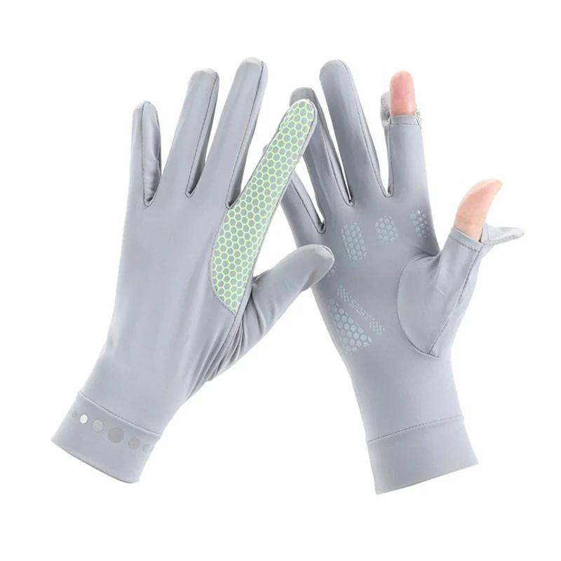 

Summer Ice Silk Sunscreen Gloves Women Solid Touch Screen Gloves Anti-UV Light Thin Breathable Non Slip Riding Driving Gloves