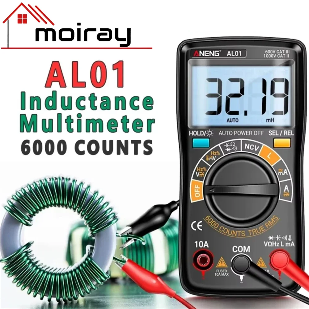 

ANENG AL01 Inductance Digital Multimeter 6000 Count True-RMS AC/DC Voltage Meter Current Tester Professional Electrician Tools