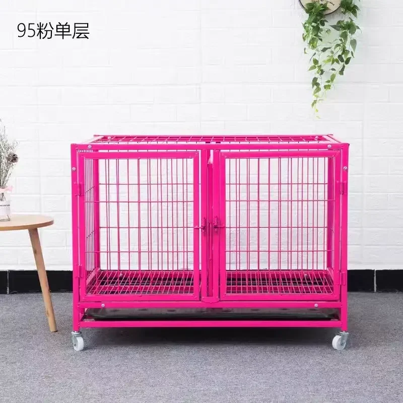

1/2 Layers Stainless Dog Pet Kennel with Divider Dog Cage Bank Stackable Dog Cages with Tray and Feeding Door