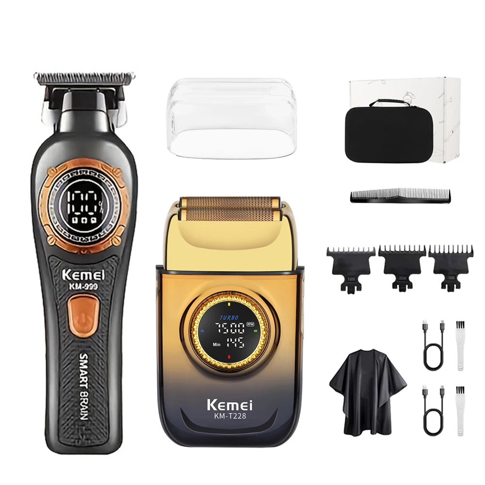 

KEMEI 999 Триммер для волос Профессиональная бритва для бороды Перезаряжаемая машина для стрижки волос Беспроводные машинки для стрижки Бритвы Триммер для волос для мужчин