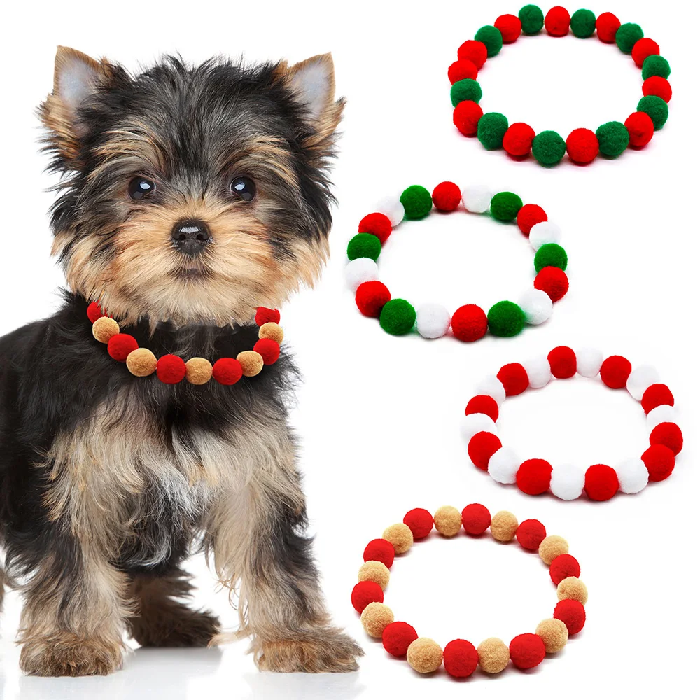 20pcs Christmas Dog Necklace Bowties Dog Collar For Small Dog Cat Bow Tie Collar Christmas Dog Grooming Accessories Pet Supplies