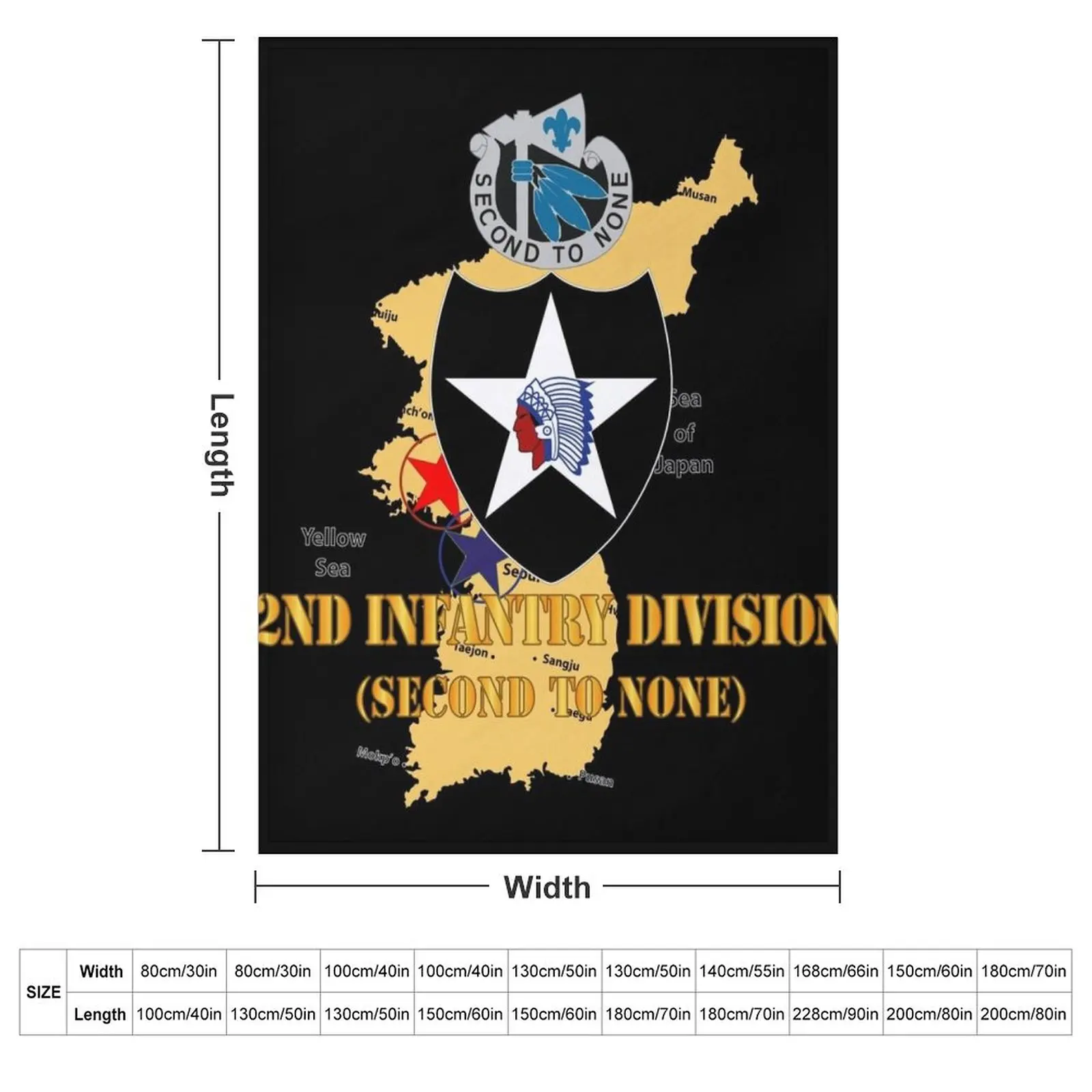 Army - Korea Map - 2nd Infantry Div - Second to None Throw Blanket Soft Plush Plaid Fashion Sofas Bed Fashionable Large Blankets