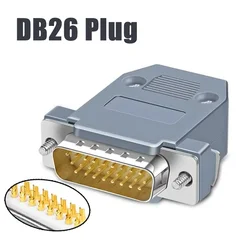 DB26 Male Female Connector DB 26-pin Welding Wire Parallel Port Plug 3 Rows of 26Pin Soldering Connectors SUB DB26H with Shell