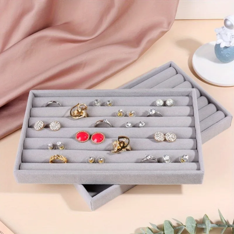 

1PC Simple Flannelette Ring Box Jewelry Box Stud Earrings Jewelry Storage Box Drawer Dustproof Jewelry Box Display Box