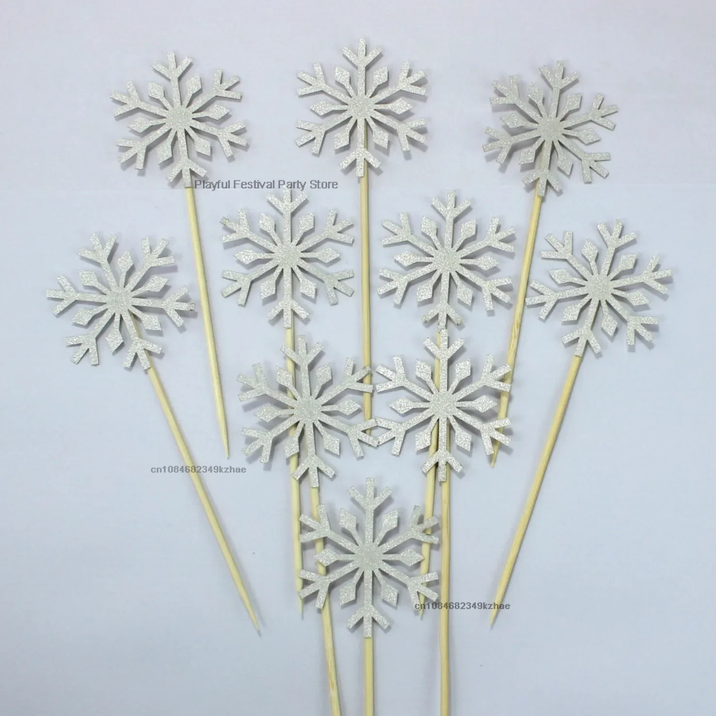 10pcs Ice Snowflake Cupcake Topper Christmas Kids Birthday Cake Toppers Baby Shower Wedding Party Cake Decoration Xmas Supplies