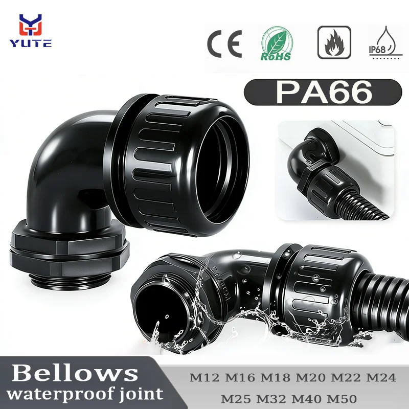 Box Pipe Coupling Nylon Plastic Corrugated Hose Waterproof Elbow Right Angle 90 Degree Lock Female Threaded Threading Pipe Joint