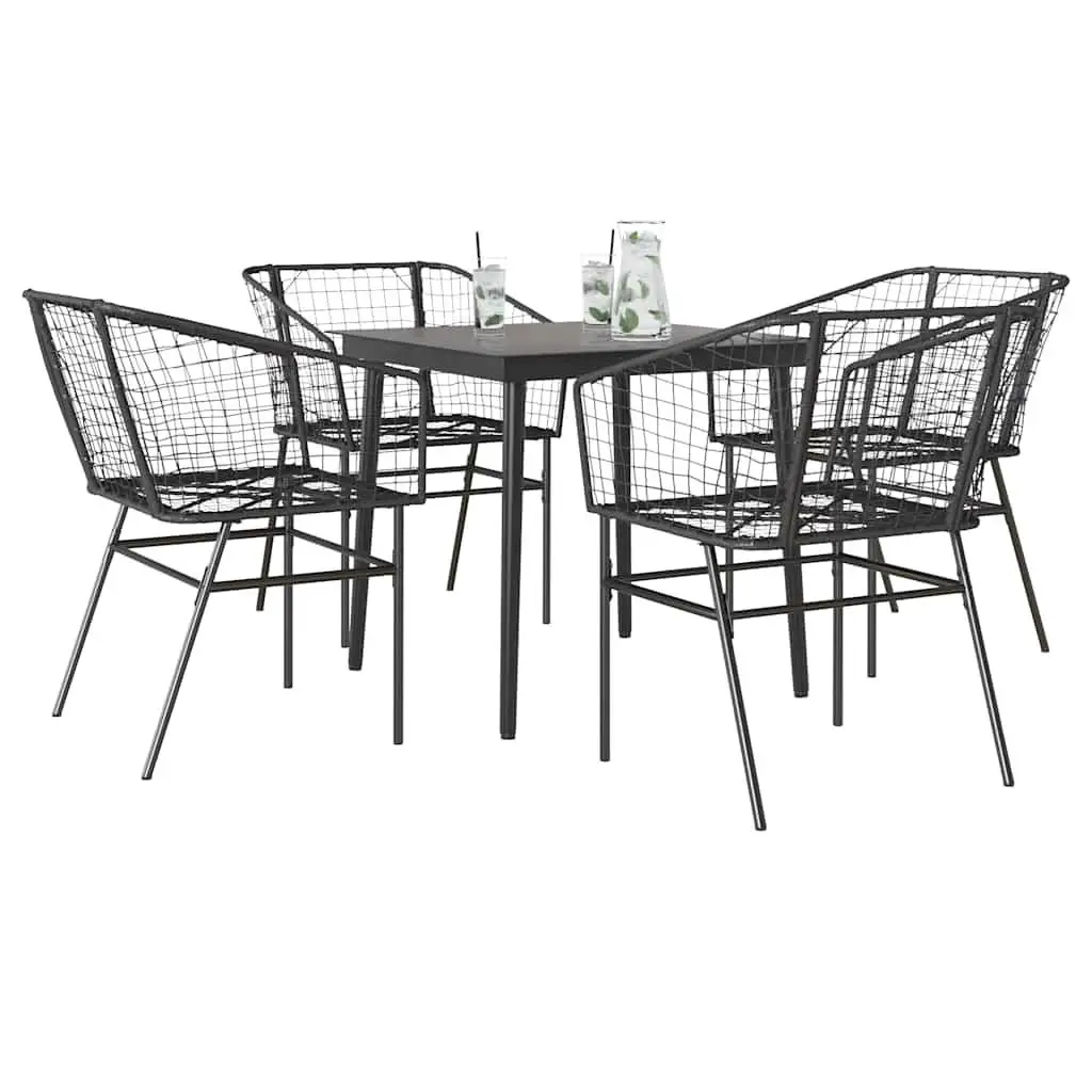 

Al Fresco Dining Set for Garden Outdoor Black Furniture Table Chairs