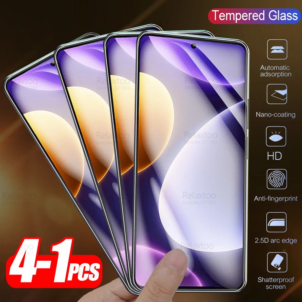 غطاء كامل الزجاج المقسى ل شاومي ، Redmi نوت 12 ، توربو حامي الشاشة ، Radmi Redmy نوت 12 ، 5G ، أفلام واقية ، 1-4 قطعة