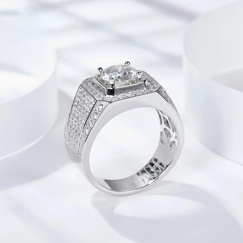 Man Ring Moissanite Diamond 5 Carat DH Color Luxury Engagement Ring S925 Silver Fine Jewelry