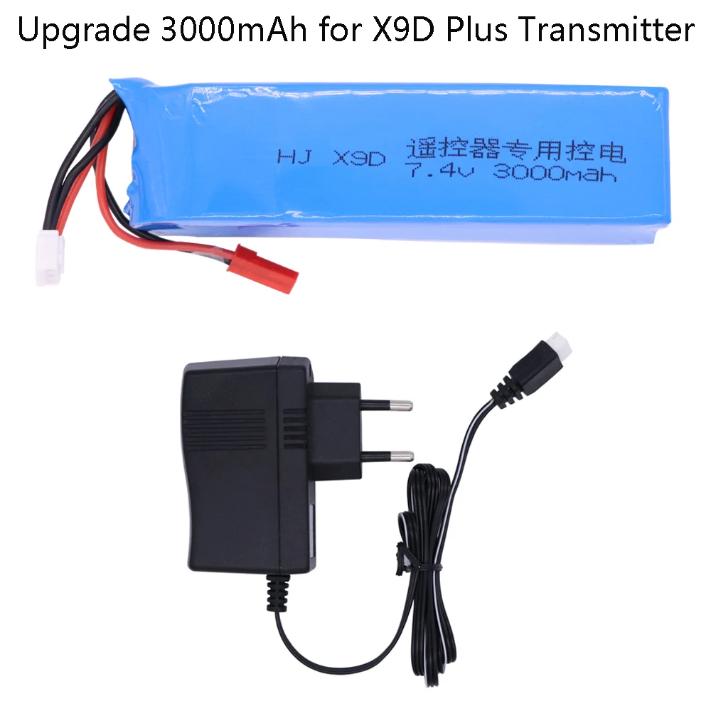 7.4 V 2S 3000mAh 업그레이드 Lipo 배터리 및 USB 충전기, Frsky Taranis X9D Plus 송신기 완구 액세서리 7.4 V 배터리