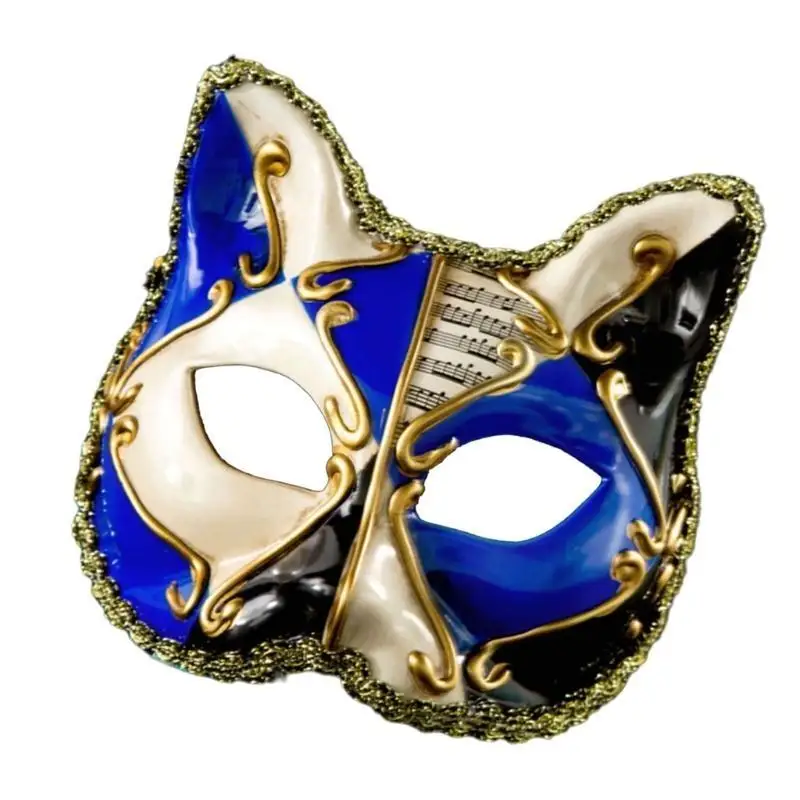 

652F Unique Masquerades Venetians Cats Mask Exquisites Detailing Cosplay Facemask for Halloween Parties and Special Occasion