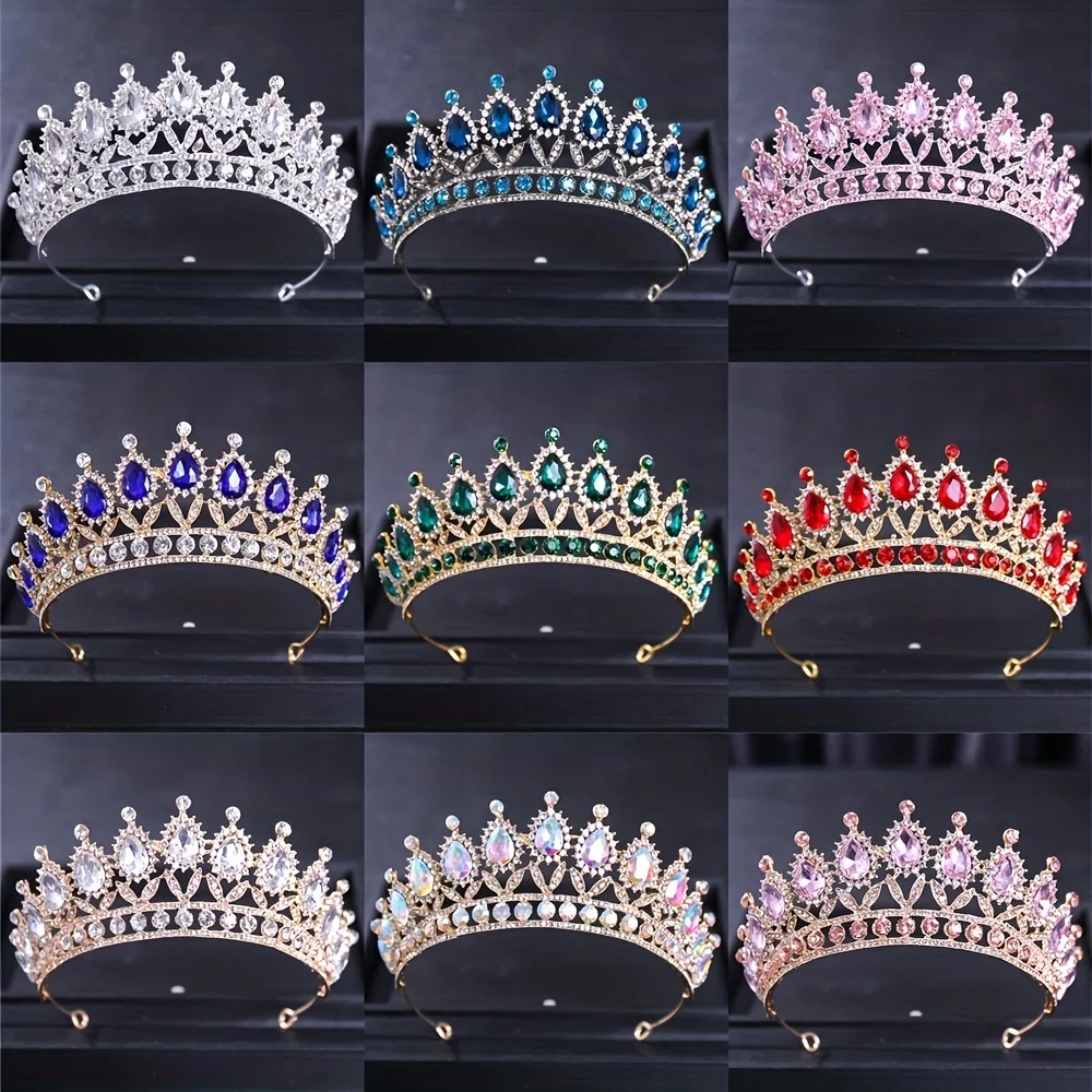 Baroque Vintage Crystal Tiaras And Crowns Rhinestone Queen Pageant Prom Diadem Crown Bridal Wedding Hair Accessories Jewelry