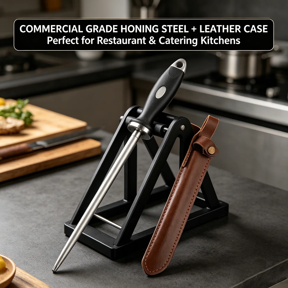 Professional Sharpening Stick - High Efficiency Knife Sharpener for Kitchen & Slaughterhouse Use, Fast Home Sharpening Tool