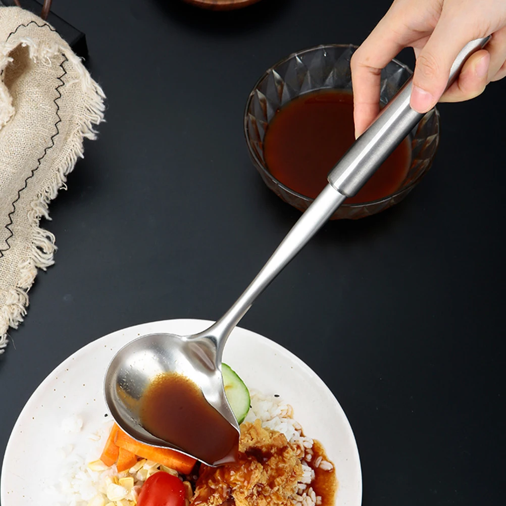 Stainless Steel Duck Mouth Spoon With Pouring Spout Durable Kitchen Tool MultiFunctional Sauce Ladle Gravy Serving Spoon