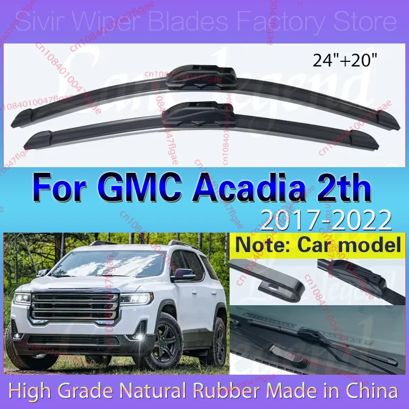 

For GMC Acadia 2th 2017 2018 2019 2020 2021 2022 Front Wiper Blades Windshield Windscreen Car Rain Brush Car Accessories 24"+20"